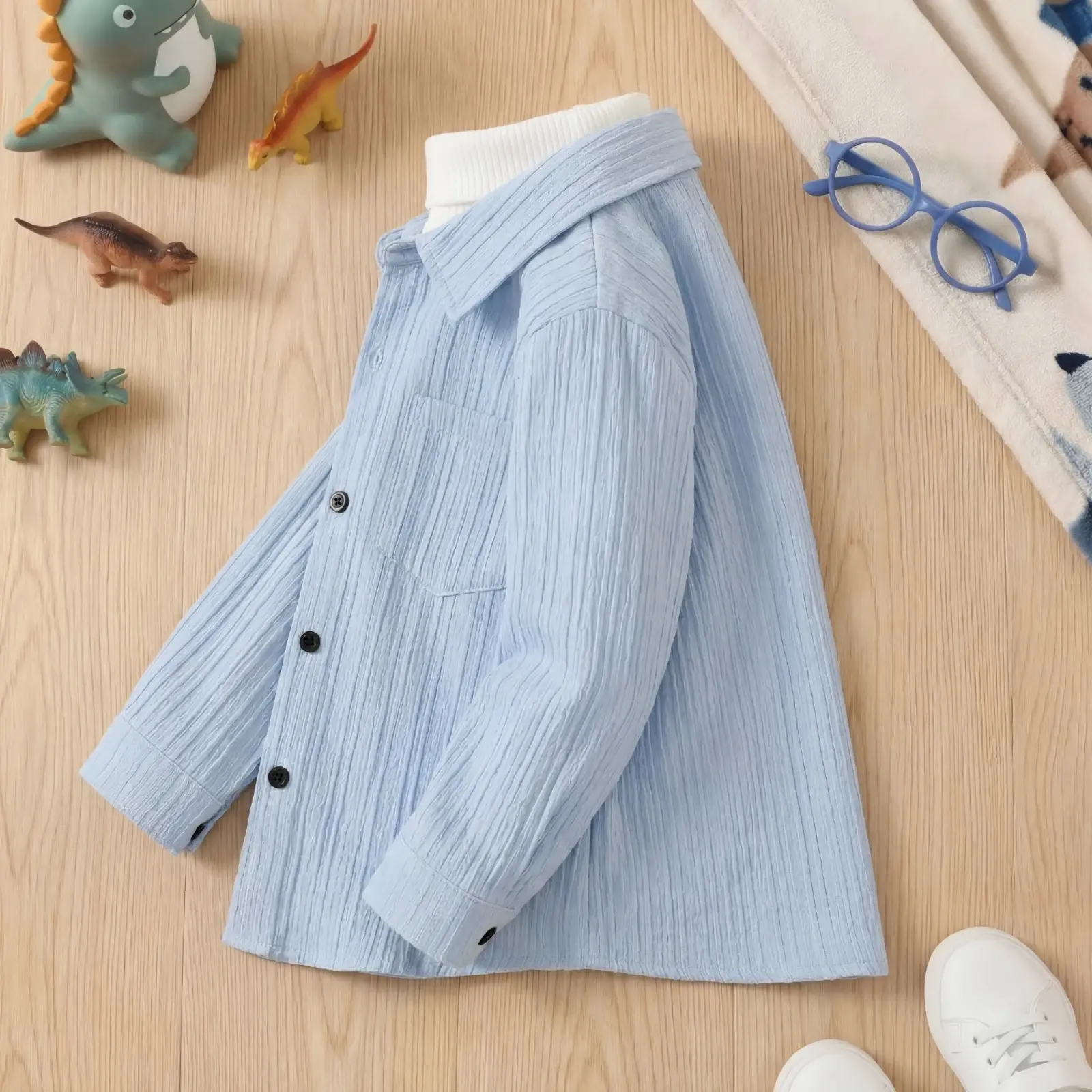 HASTITAG Boys Regular Fit Self Design Spread Collar Casual Shirt
