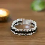 Silver-Plated Karungali Chain Bracelet - Made from Natural Ebony Wood