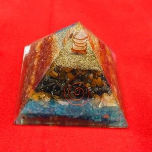 Money magnet orgonite Crystal Pyramid Made With Citrine, Tiger Eye, Hematite & Green Jade